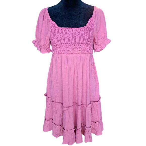Indulge Pink Mauve Babydoll Boho Dress - Size Small - Picture 1 of 4
